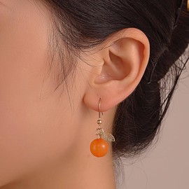 Cute Fruit Dangle Earrings 3D Orange Grape Cherry Drop Earrings Creative Dainty Fruity Earrings Summer Fruit Earrings Jewelry Gifts-Orange