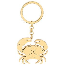 RAIDIN Stainless Steel 18k Gold Plated Cute Ocean Animal Seahorse Crab Turtle Keychains Keyring Key for Women Girls Gifts Car Purse Keys Charms (Gold-040)