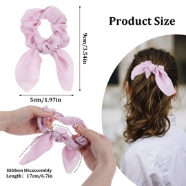 16PCS Bow Hair Scrunchie Solid Silk Bunny Ears Scrunchies Elastic Hair Ties with Bow Ropes Ponytail Holder Satin Hairstyle Accessories Holiday Gifts for Women Girls（16 Colors）