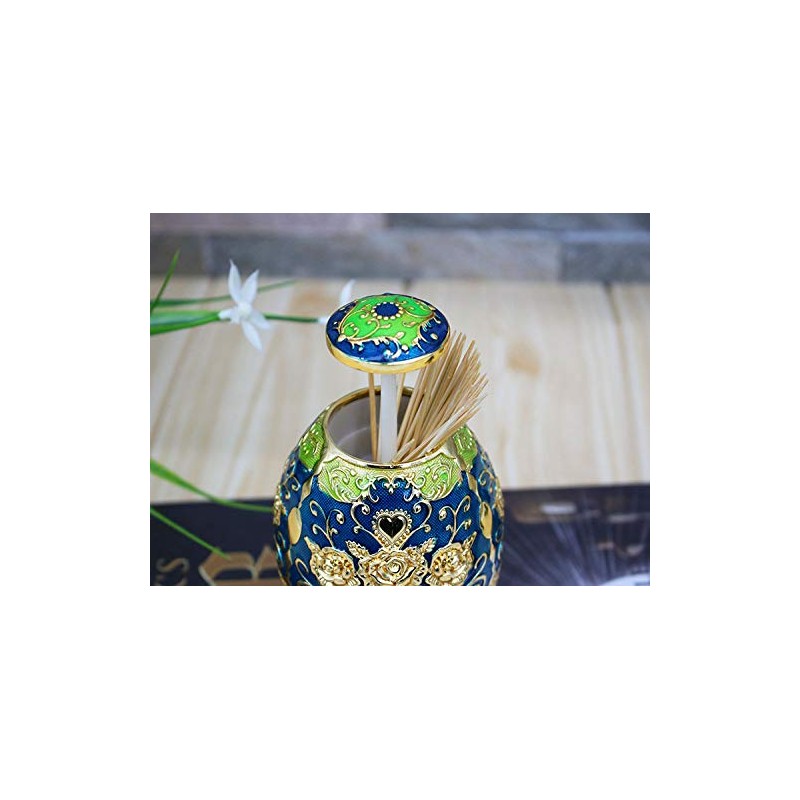 VOANZO Retro Creative Metal Toothpick Holder Flower Pattern Egg Shape