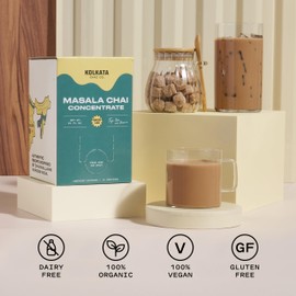 Kolkata Chai - Masala Chai Concentrate for Chai Tea Latte, 64oz Microbrewed Premium Organic Black Tea and Spices, Vegan, Gluten Free, All Natural, Makes 16 servings