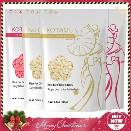 KOTAMU Hard Wax Beads, 4 Packs Waxing Beads for Hair Removal- Facial Bikini Brazilian Leg Sensitive Skin Full Body- Stripless Wax Beans Kit for Coarse & Fine Hair, Ideal for Women Men Home Salon Use - net weight: 300g (Cream*2-Pink*1)