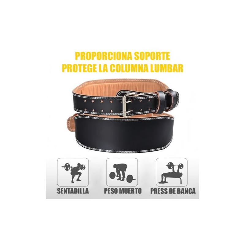 Cinturon para Pesas con Forro de Cuero, 6 Pulgadas Cinturón