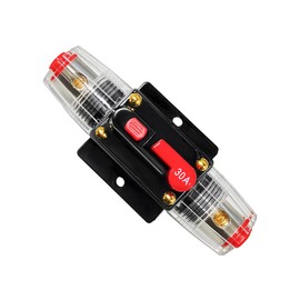 JUSTTOP 30A Audio Inline Circuit Breaker Reset Fuse, 12V-48V DC Inline Fuse Holder with Manual Reset, Car Circuit Breaker Fuse Holder Inverter for Marine Boat Stereo Switch