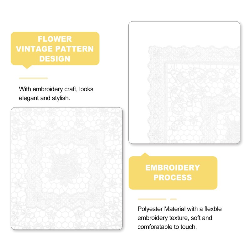 sourcing map 2Pcs Retro Lace Placemat 12x12-in Square Embroidered Table