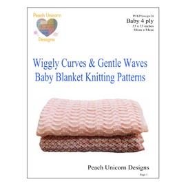 Knitting Patterns for Baby Blankets x 2, Wiggly Curves & Gentle Waves, Double Knit 4-ply Yarn, Lace Patterns A5 Booklet Size