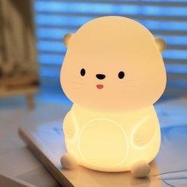 Bestfaith Cute Otter Night Light, LED Squishy Night Lamp, Dimmable Nursery Nightlight for Kids, Rechargeable Timer Touch Lamp, Dorm Decor, Kids Funny Gifts (Otter)