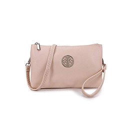Long & Son Women's Medium Clutch, Wristlet, Shoulder,Cross-Body Bags 23321 (Beige)