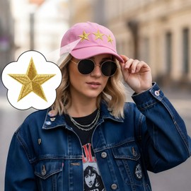 30Pcs Gold Star Iron on Patch, 3 Sizes Gold Embroidered Star Patches