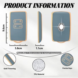 TOOMUME Key Cover, Car Key Case Card Suitable for Renault Scenic Megane Talisman Koleos Kadjar Clio Captur Espace Zoe Arcan Dacia Duster, Key Cover Protection Key Case - Smart Key