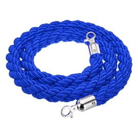 PATIKIL Stanchion Rope, 1.5m/5Ft Barrier Rope Twisted Post Ropes with Snap Hooks for Posts Stands Queue Divider Crowd Control of Hotel, Blue Silver