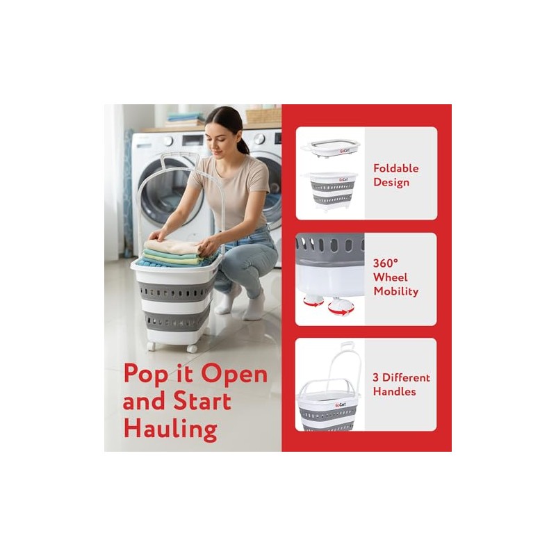 dbest products - Cesta Plegable para Ropa Sucia con Ruedas,