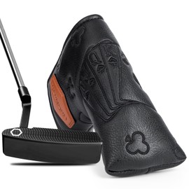 Golf Putter Covers Black Poker Blade Putter Headcovers Leather Golf Club Cover with Magnetic Closure for All Brand