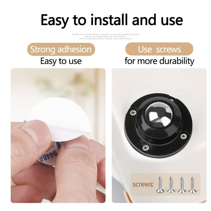 Deear Self Adhesive Caster Wheels for Furniture,Storage Box,Trash Can,PC Stainless
