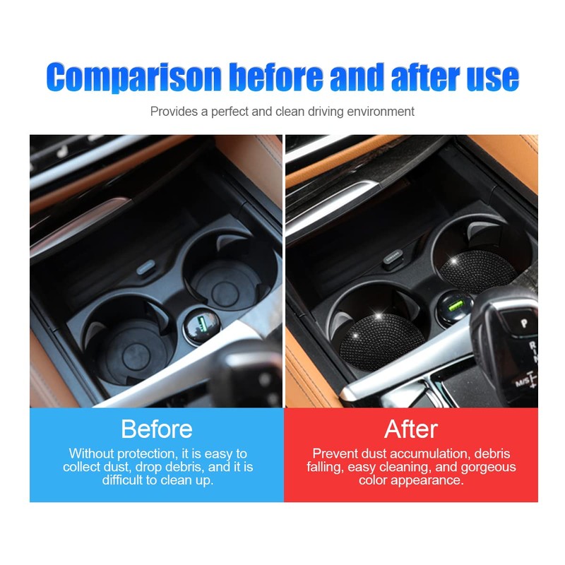 2PCS Bling Car Cup Holder Coaster, Handcrafted Rhinestone Crystal Cup