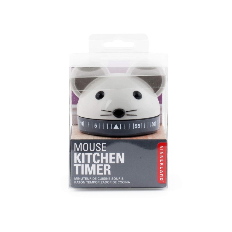 Kikkerland Mouse Kitchen Timer, Steel, Multi-Colour, 24-Piece
