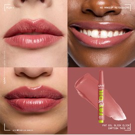 NYX Professional Makeup Fat Oil Slick Click, Brillo de Labios en Barra, Cuidado e Hidratación Duradera Hasta 12H, Brillo Intenso y Suavidad, Color Vibrante, Tono Caption This, 2 g