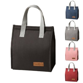 HEVIBK Lunch Bag, Small Lunch Bag, Foldable Insulated Bag, Thermal Bag with Foil Lining, Lunch Bag for On the Go (Black)