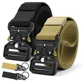 DOOPAI Tactical Belt for Men, 2 Pack Military Nylon Web with Quick Release Heavy Duty Buckle, Ideal for Work, Hiking, and Army