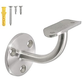 Stainless Steel 316 Grade Wall Mount Handrail Bracket for 1-5/8" or 1-1/2" Round Railing (Round, Brush Satin Finish (2-Piece))