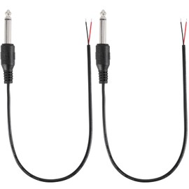 Greluma 2 Pieces 0.3 m 6.35 mm Male to Speaker Cable, 1/4 Inch TS Mono Male to Bare Cable with Open End, 6.3 mm Jack Audio Cable Pigtail for Microphone Speaker Amplifier