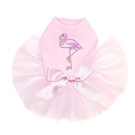 Pink Flamingo - Small - Bling Rhinestone Dog Tutu Dress, XXS Pink