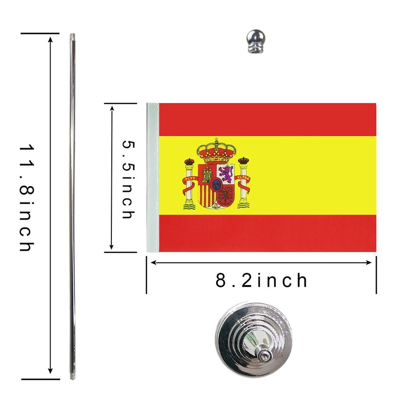 WXTWK 2 Pack Spain Flag Spanish Desk Flag Small Mini