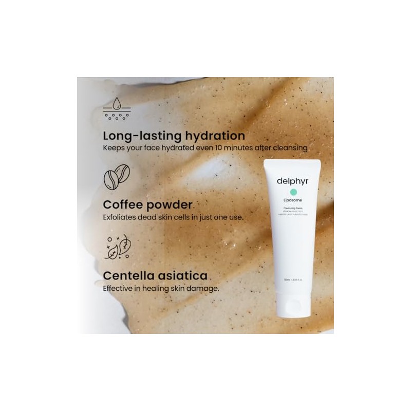 delphyr - Espuma Limpiadora Diaria Con Liposomas, Exfoliación Suave Para