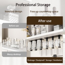 Vaisoeny Wine Glass Holder, 4 Pack Cup hoder, No Drilling Installation Wine Glass Holder Under Cabinet for Dining Room, Kitchen and Bar (Black)