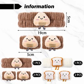 2-Piece Headband And 4-Piece Wristband, Cute Cartoon Headband, Water-Absorbing Wristband, Suitable For Face Washing, Skin Care, And Makeup.