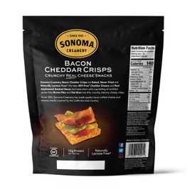 Sonoma Creamery - Cheese Crisps, Bacon Cheddar, 10 Oz (2 Count) | Savory Snack Cracker | High Protein | Low Carb | Gluten Free | Wheat Free