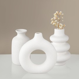 Tobulkirl Ceramic Vase Set of 3, Small Flower Vase for Home Decor, Decorative Vases for Pampas Grass & Dried Flowers, Living Room, Bedroom, Bathroom, Shelf Centerpiece Table Decorations