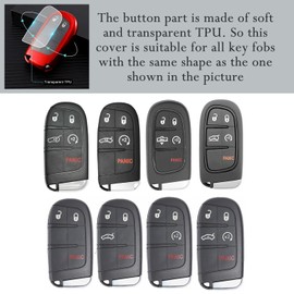 TANDRIVE Key Fob Cover Compatible with 2026 2025-2015 Jeep Compass Dodge Durango Cherokee Grand Cherokee Renegade Challenger Charger RAM Chrysler 300(3 4 5-Button, Black)
