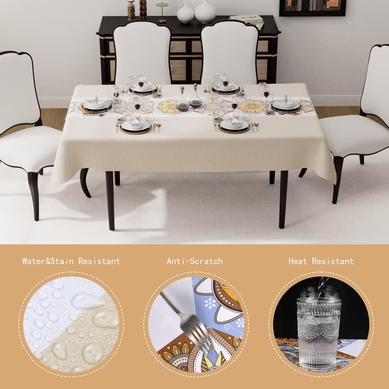 Rectangular Waterproof PVC Tablecloth, Tablecloth for Dining Room, Garden, Party,