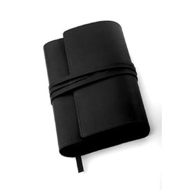 MILANO Lederbuchhülle L schwarz: Variable Buchhülle aus echtem Rindsleder für Bücher bis 22,5 cm Höhe.