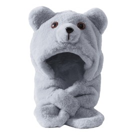 Rayson Children's Winter Hat Girls Boys Hat Scarf Warm Cute Bear Winter Hats Fleece Scarves Ear Flap 3 in 1 Set, gray