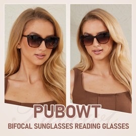 PUBOWT Bifocal Reading Sunglasses for Women Oversized Cat-eye Fashion Sun Reader Spring Hinge Eyewear UV400 Protection PT2001C (+ 2.5 X, Tortoiseshell)