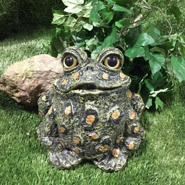 SUNGUARD Whimsical Toad Hollow Tall Stretch Large Garden Frog Statues-Natural Green