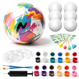 Ruioomeep Football Painting Set Craft Set, DIY 3D Football Lamp Painting Set, Children 6 Pieces DIY with Pigment Sticker Football, Birthday Gift Craft Set Girls Boys 3-10 Years Easter Gift Ideas