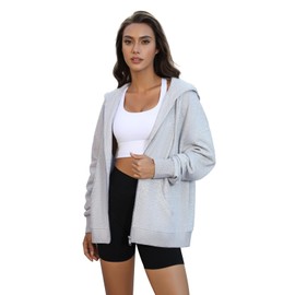 COPYLEAF Oversized Zip Up Hoodies for Women Long Sleeve Sweatshirts Y2K Casual Track Jackets with Pockets