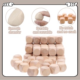 Blank Dice, Pack of 40 Wooden Dice, DIY Wooden Dice, Blank 20 mm, Dice Game Dice, Blank Dice for Wooden Blocks for Crafts, Board, Cards, Games Props