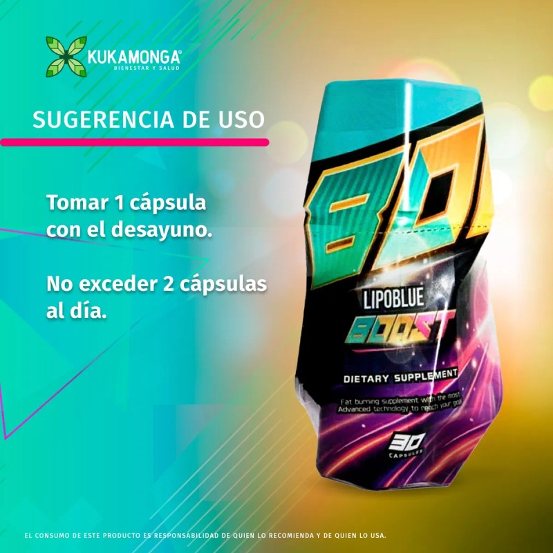 Bajar De Peso, Lipo Blue Boost 30 Cápsulas + Té