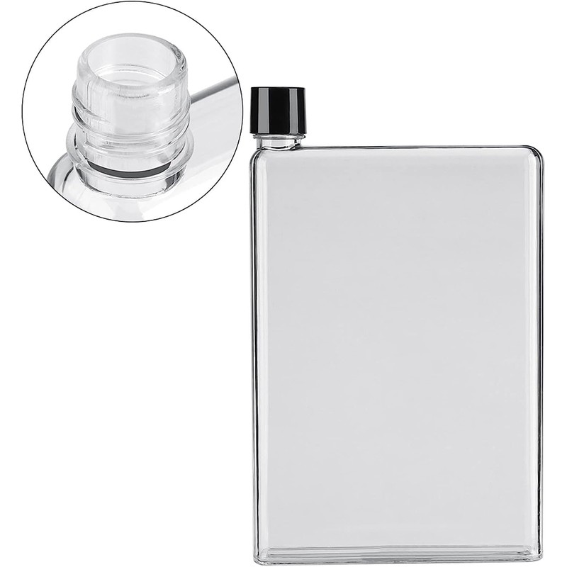 Flat Drink Cold Water Bottle, Reusable Slim A6 Bottle, Portable