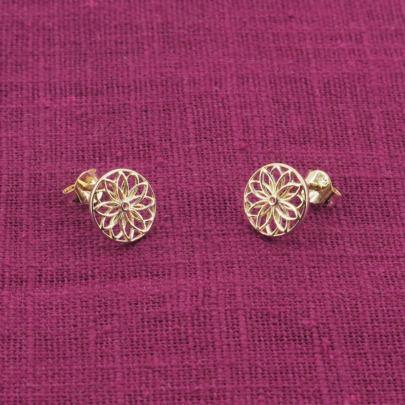 trendor 15942 Women's Earrings Flower of Life 925 Silver Gold-Plated