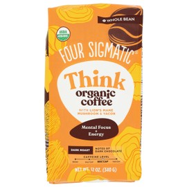 FOUR SIGMATIC Organic Lion's Mane Whole Bean Coffee, 12 OZ