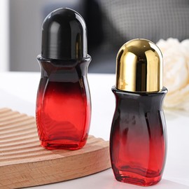 2Pcs 30ML Red Deodorant Roller Bottle Empty,Glass Deodorant,Roller Balls for Essential Oils,Roller Ball Container,Refillable Roller Applicator,Roll On Bottles for Glass Roller Ball Bottles for Oils