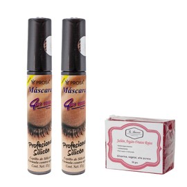 Prosa 4 en 1  2 Pack Mascara Pestañas Rimel Varios Modelos  1 Jabón 50g La Artesanal (Profesional Silicón)                                            