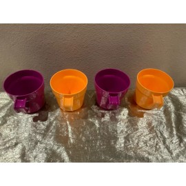 New Set/4 Tupperware Stackable Mugs for your coffee/tea 350ml each Radish/Mango