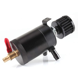 Oil Catch Container Kit, Qiilu Oil Catcher Box, Universal Oil Catcher 2-Port Storage Container with Drain Valve Vent with a Capacity of 5 Ounces