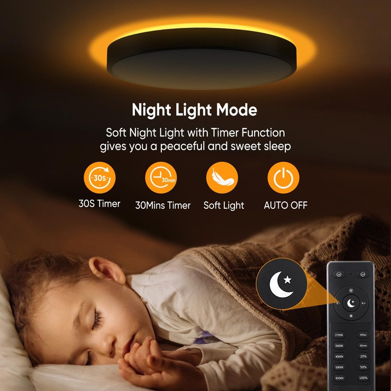 Lightania 13 Inch Flush Mount Ceiling Light with Remote Control